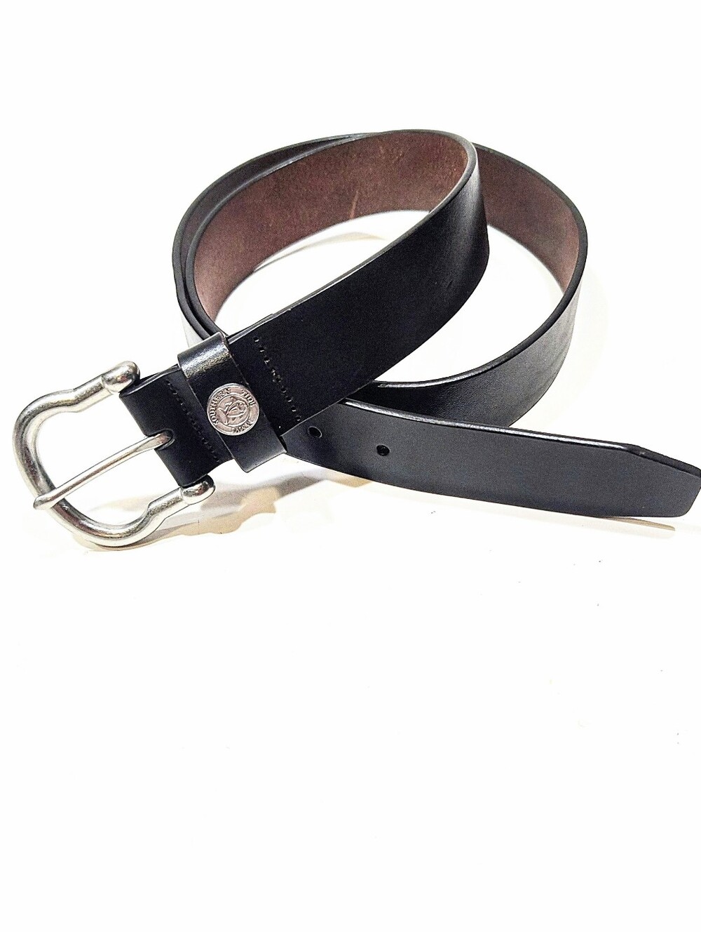 Southern Tide Men's Classic Black Leather Belt Size 38 Skipjack Shackle Buckle